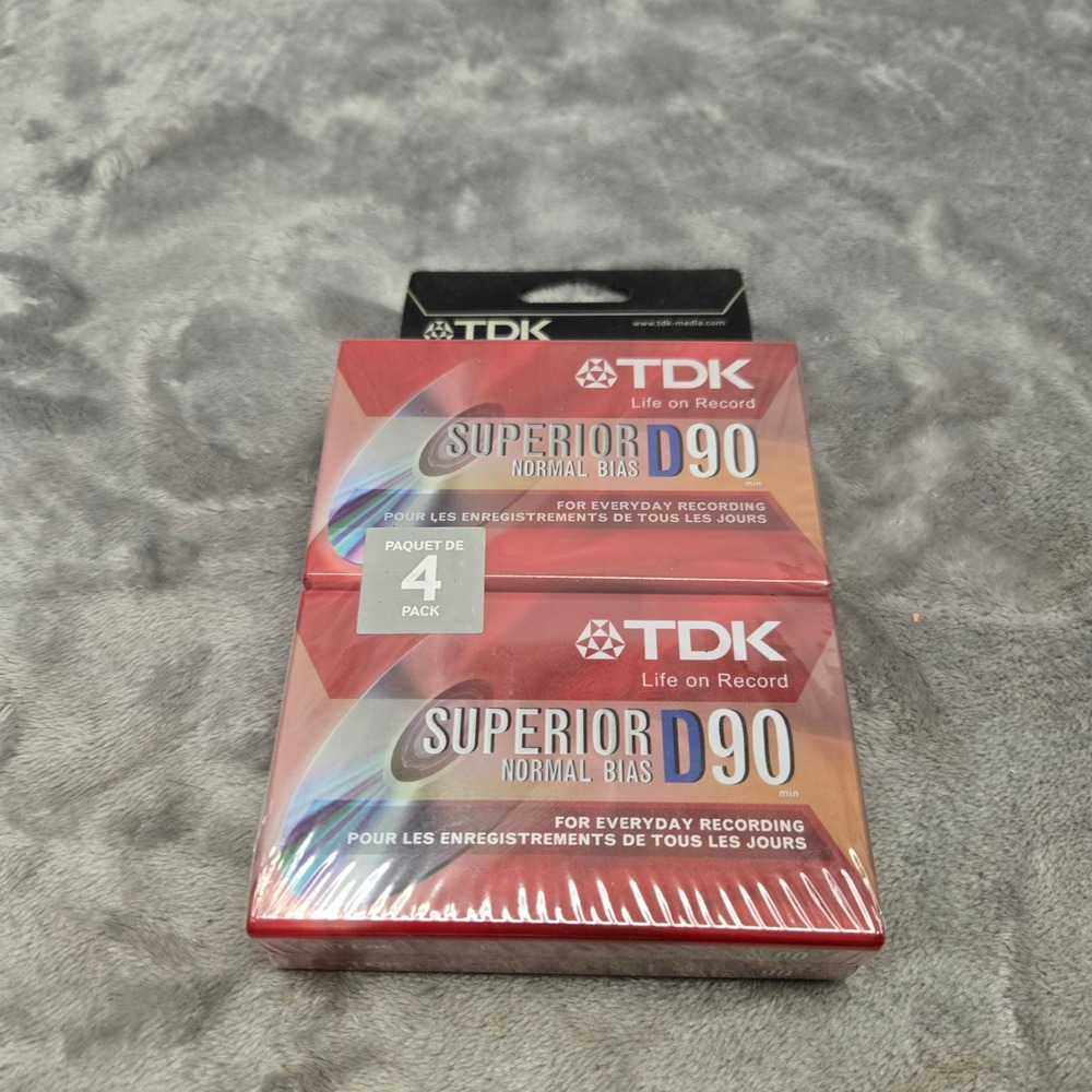TDK Superior D90 Normal Bias Audio Cassette Tapes 4 Pack Sealed D-90L4F$A